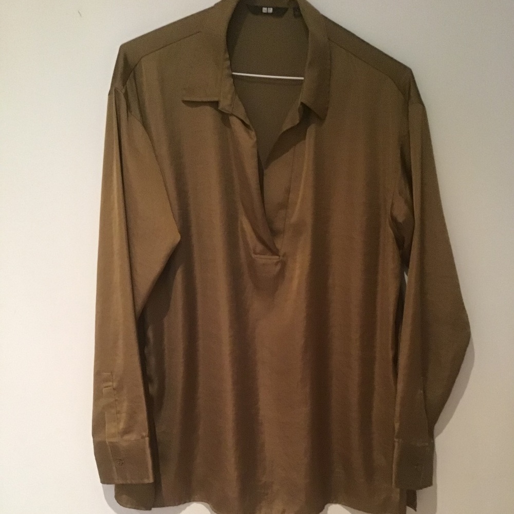 Dark taupe shiny blouse